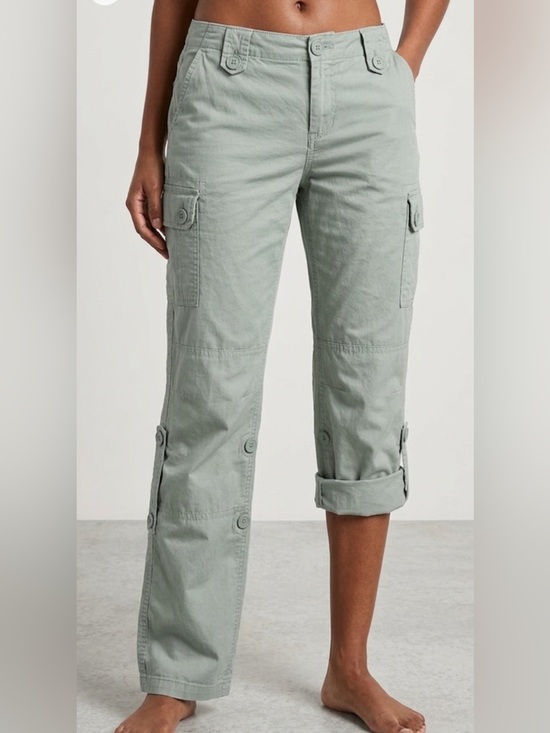 Old Navy Pants - Old Navy Y2K Cargo RollUp Tab 8 Straight Leg Cotton Utility Pant Capri Zip Light